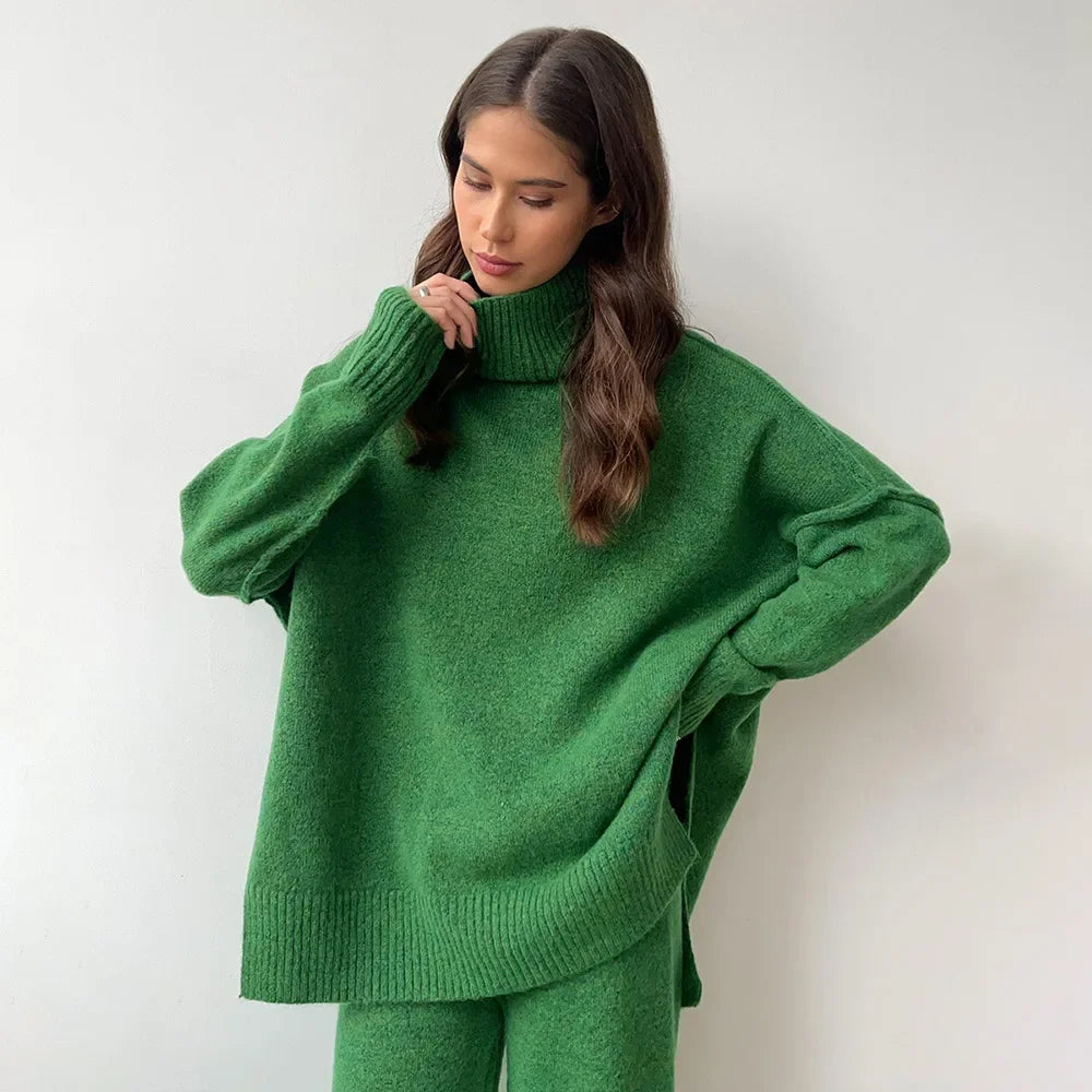 Conjunto Feminino Suéter Gola Alta Duas Peças