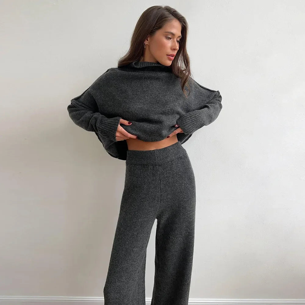 Conjunto Feminino Suéter Gola Alta Duas Peças