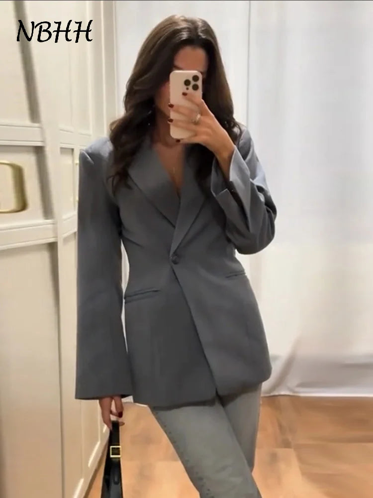 Blazer Feminino Lapela um Botão
