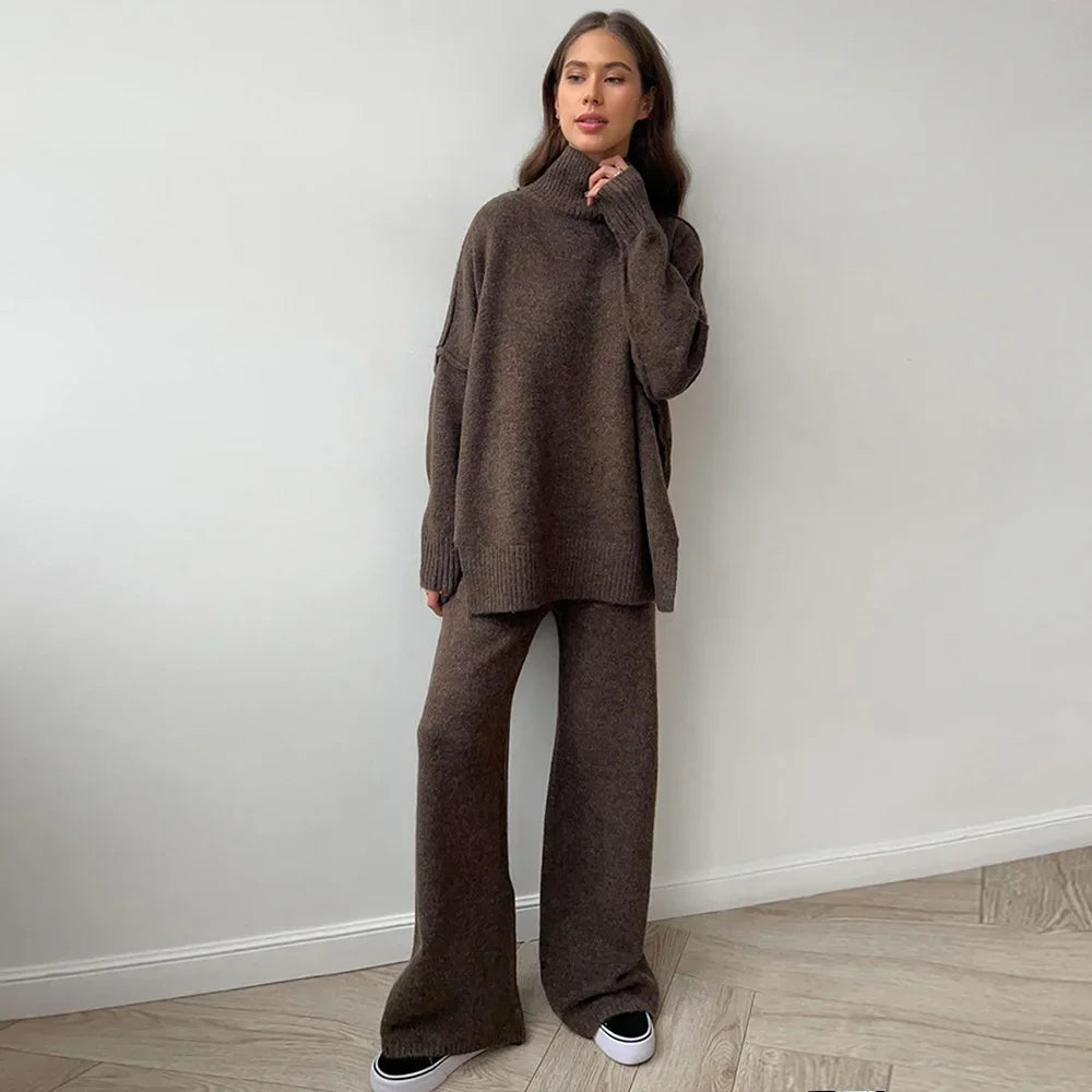 Conjunto Feminino Suéter Gola Alta Duas Peças