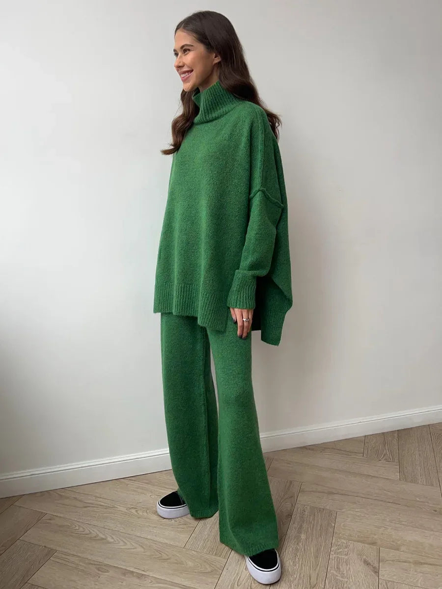 Conjunto Feminino Suéter Gola Alta Duas Peças