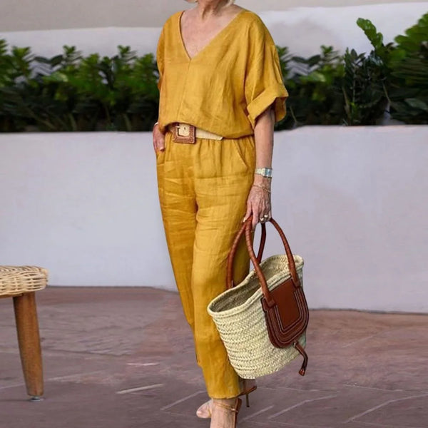 Conjunto Feminino Casual de Algodão e Linho Vicenza
