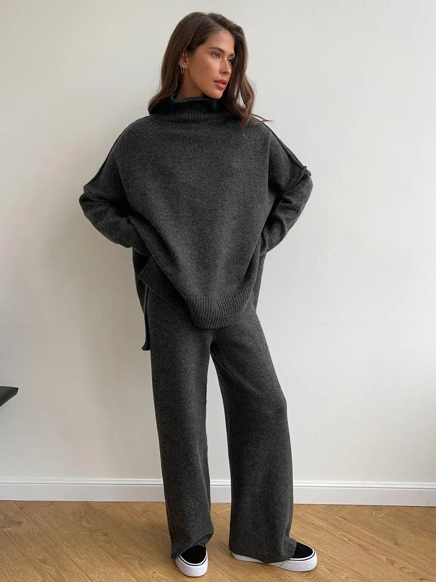 Conjunto Feminino Suéter Gola Alta Duas Peças