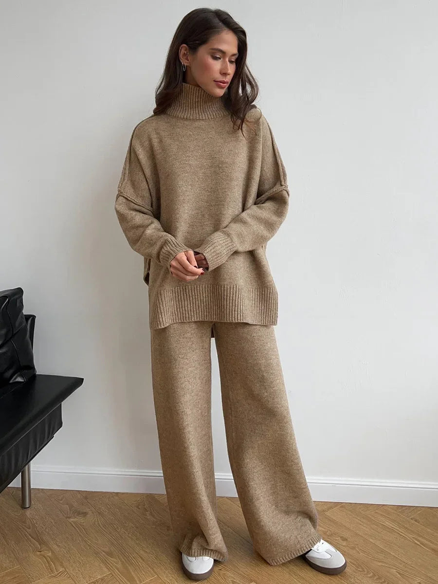 Conjunto Feminino Suéter Gola Alta Duas Peças