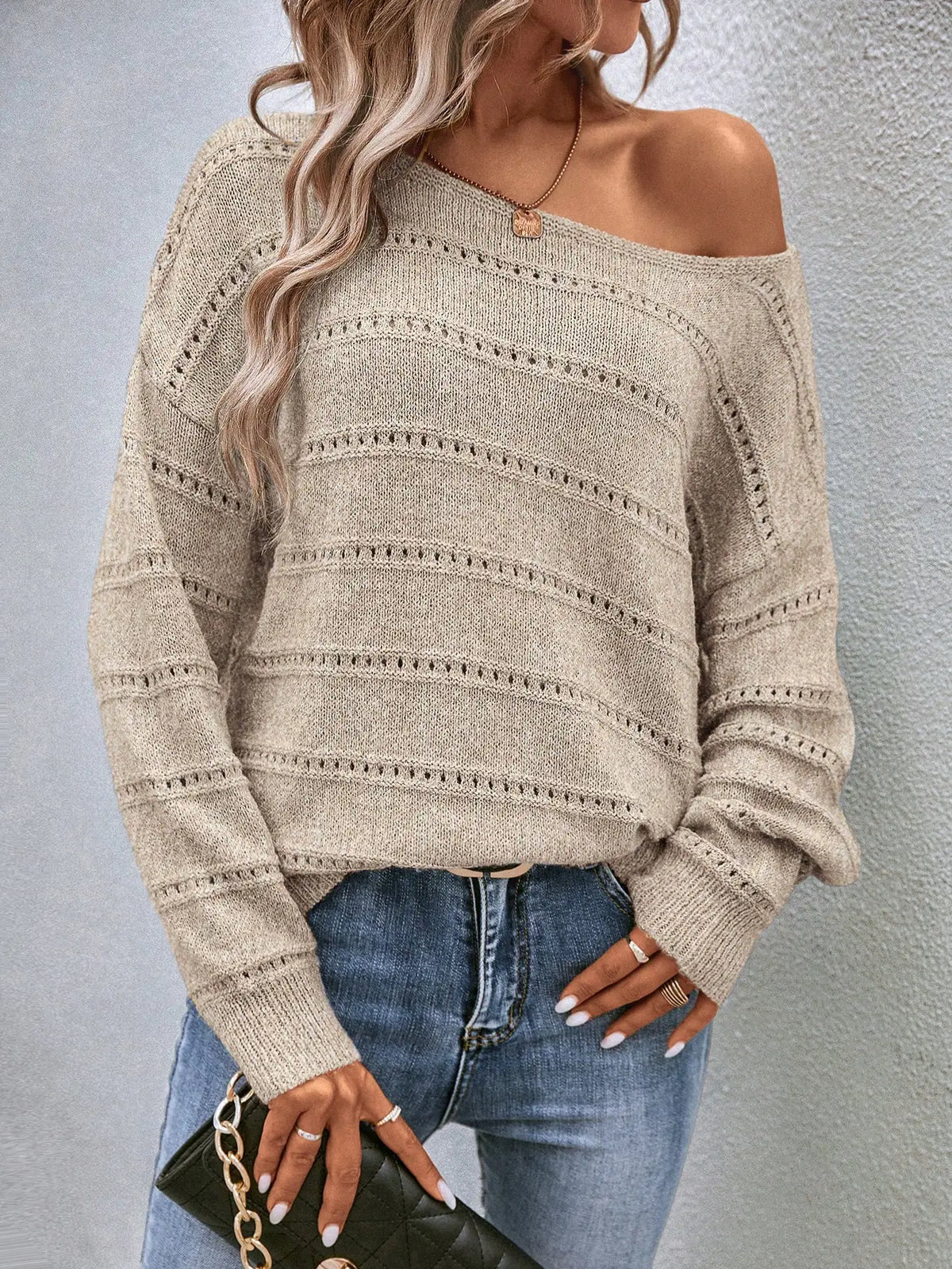Blusa Feminina de Malha Manga Longa com Gola Slash