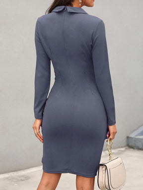 Vestido Midi Formal Ajustado De Manga Larga