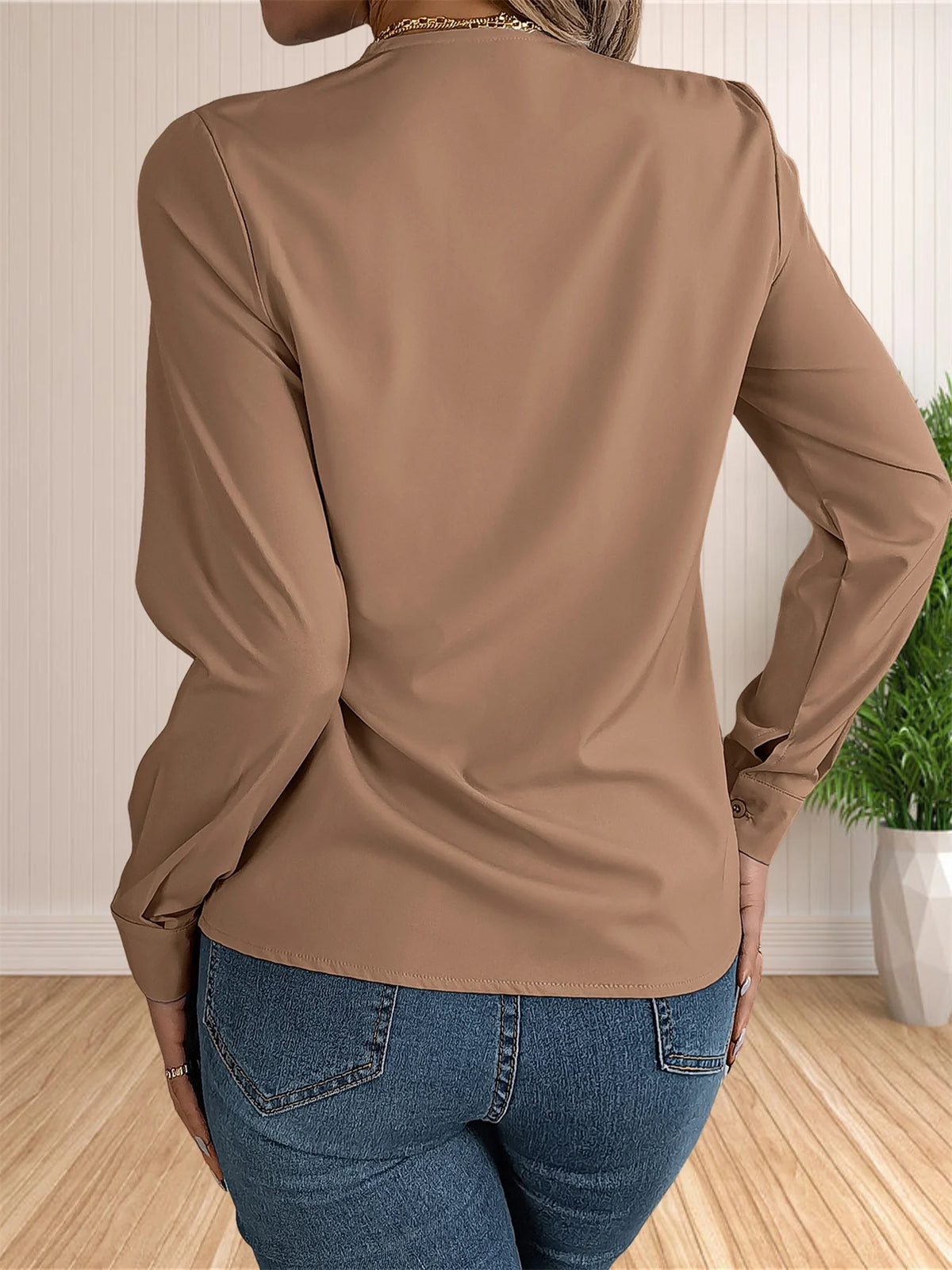 Blusa Feminina Manga Longa Decote V