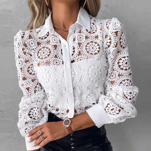 Camisa Manga Longa Vazada Branca