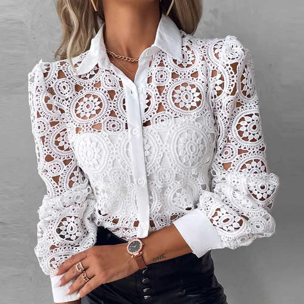Camisa Manga Longa Vazada Branca